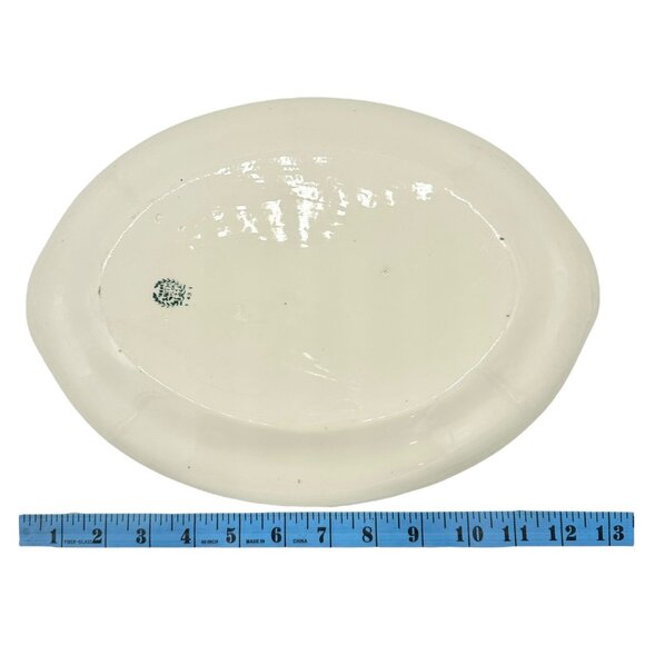 Vintage Taylor Smith Taylor Oval Serving Dish 13.5 Inch Cream Pink Roses Floral - Picture 6 of 6